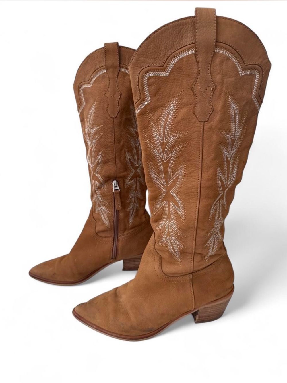Dolce Vita Shiren Cognac Leather Cowgirl Boots Embroidered Western  Size 8.5